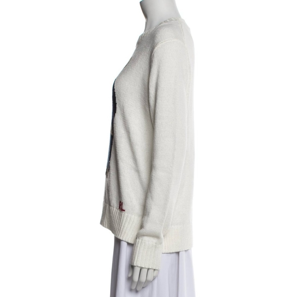 POLO RALPH LAUREN BEAR LINEN COTTON CREWNECK SWEATER IN DECKWASH WHITE MULTI - Picture 9 of 11